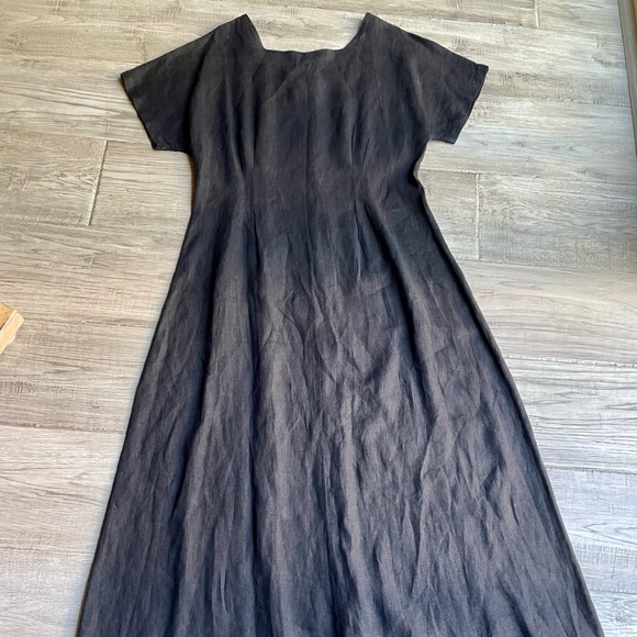 SOLD! Russ Berens 100% Linen Maxi Dress Shell Buttons Down Front Square Neck - Picture 2 of 13